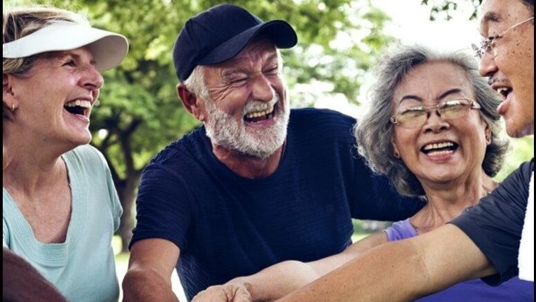 Older adults in huddle