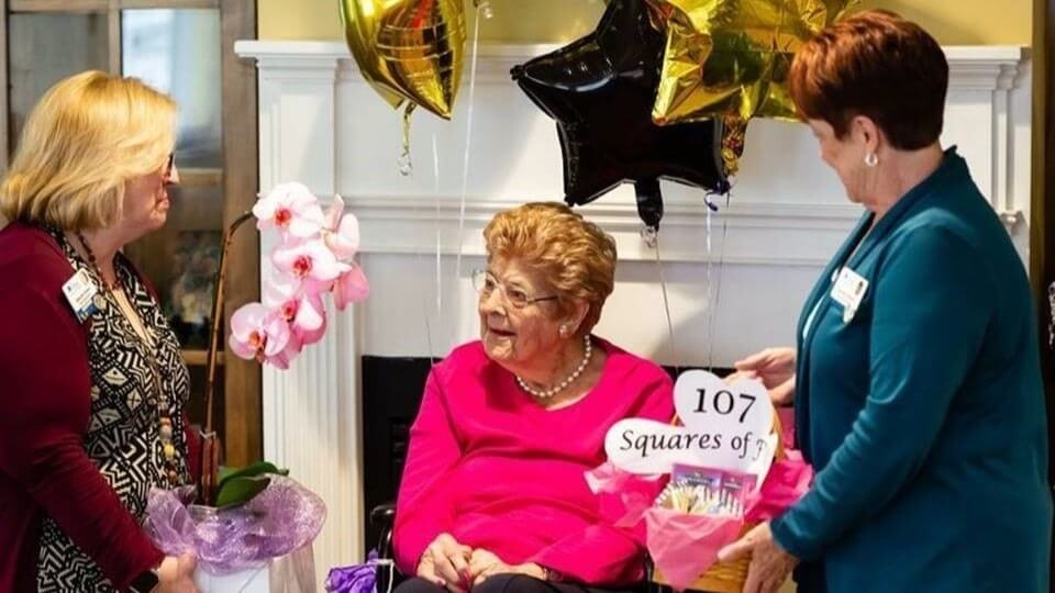 Woman celebrating 100th birthday