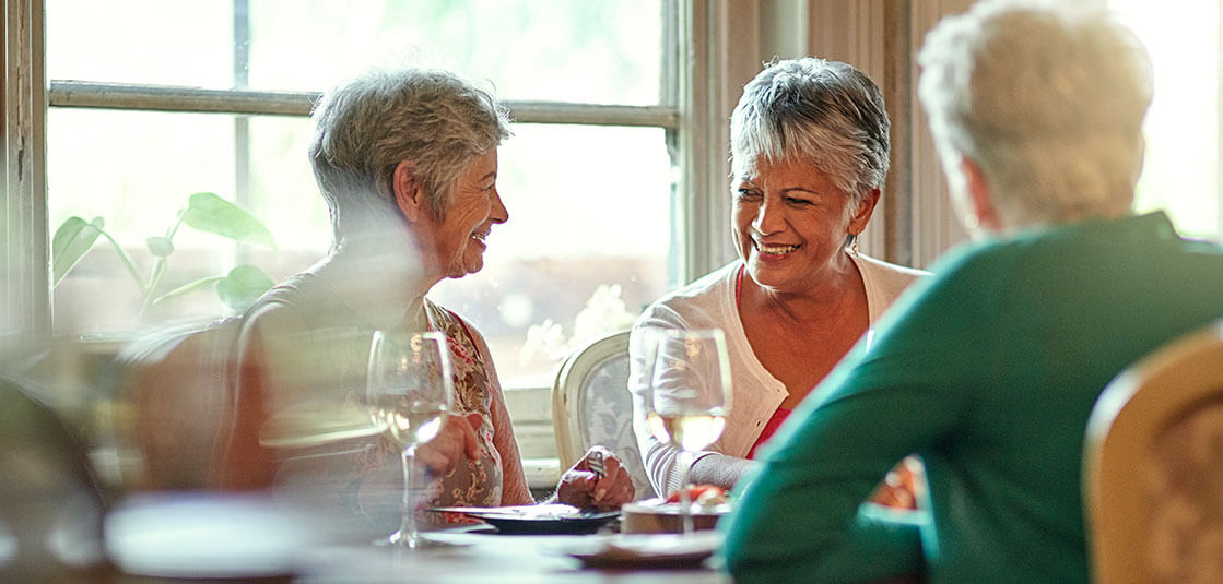 Women eating meal