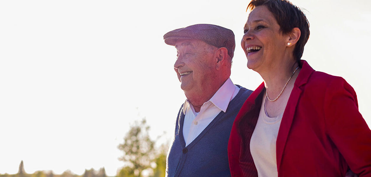 Senior man and woman outdoors