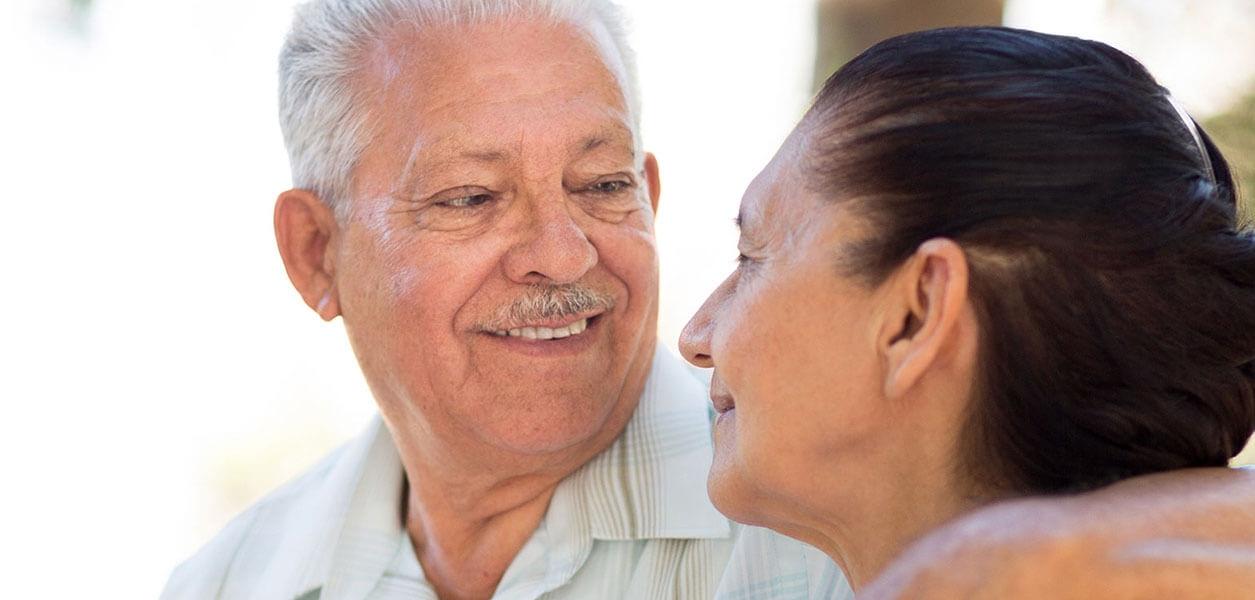 Man and woman smiling