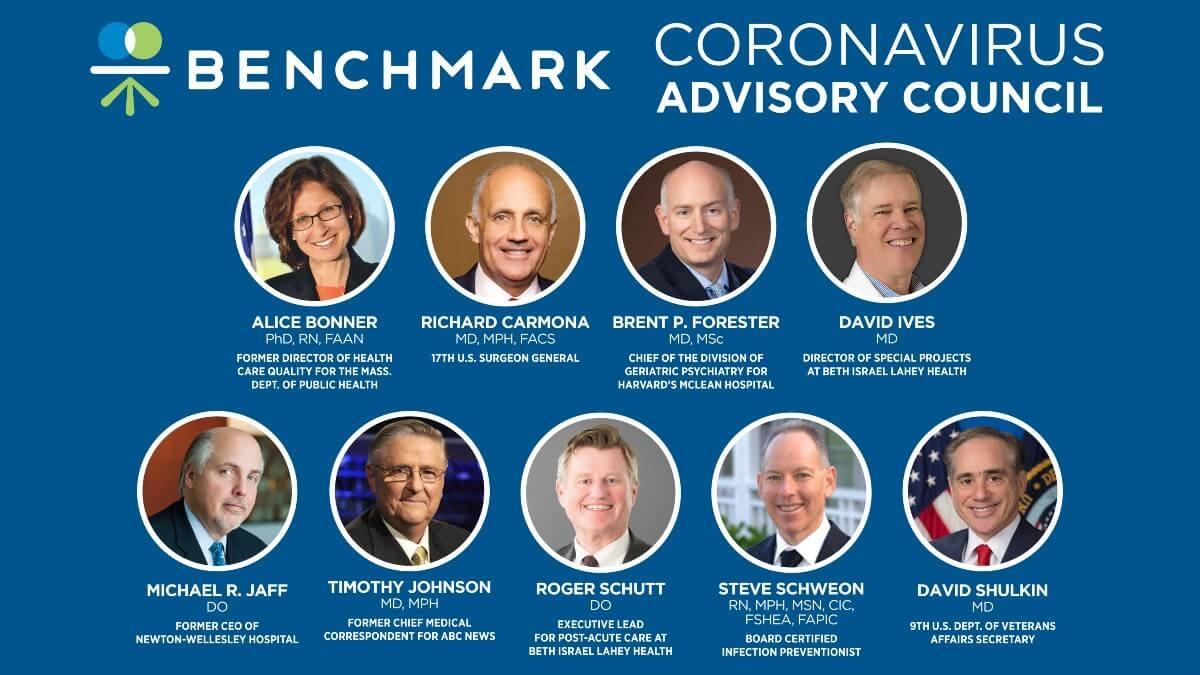 Graphic with Benchmark Senior Living's Covid-19 advisory council