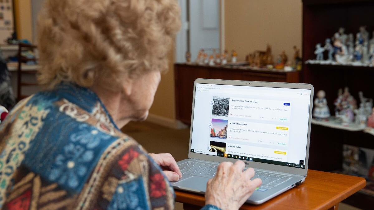 Older woman using laptop