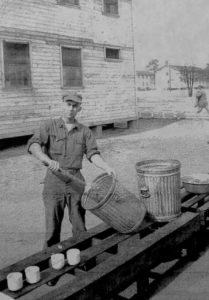 Black and white photo of man in armed services