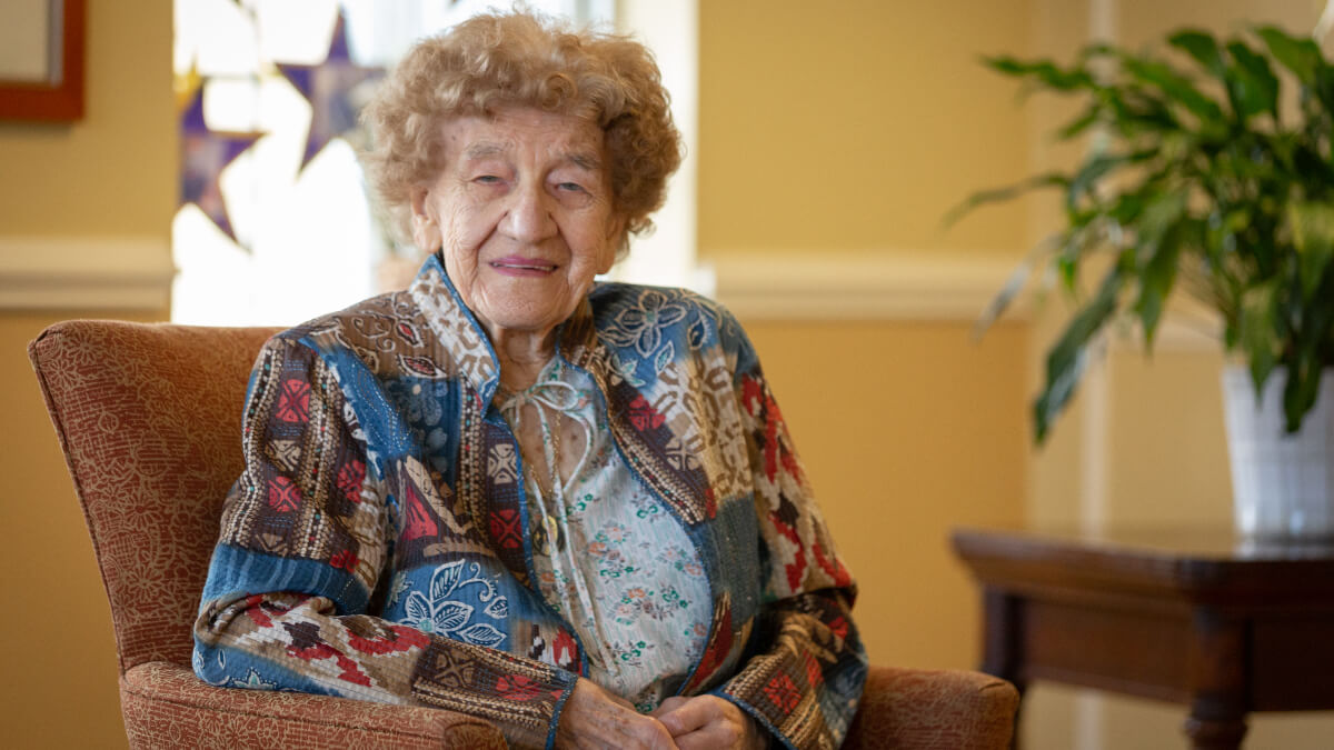 Senior woman posing for photo