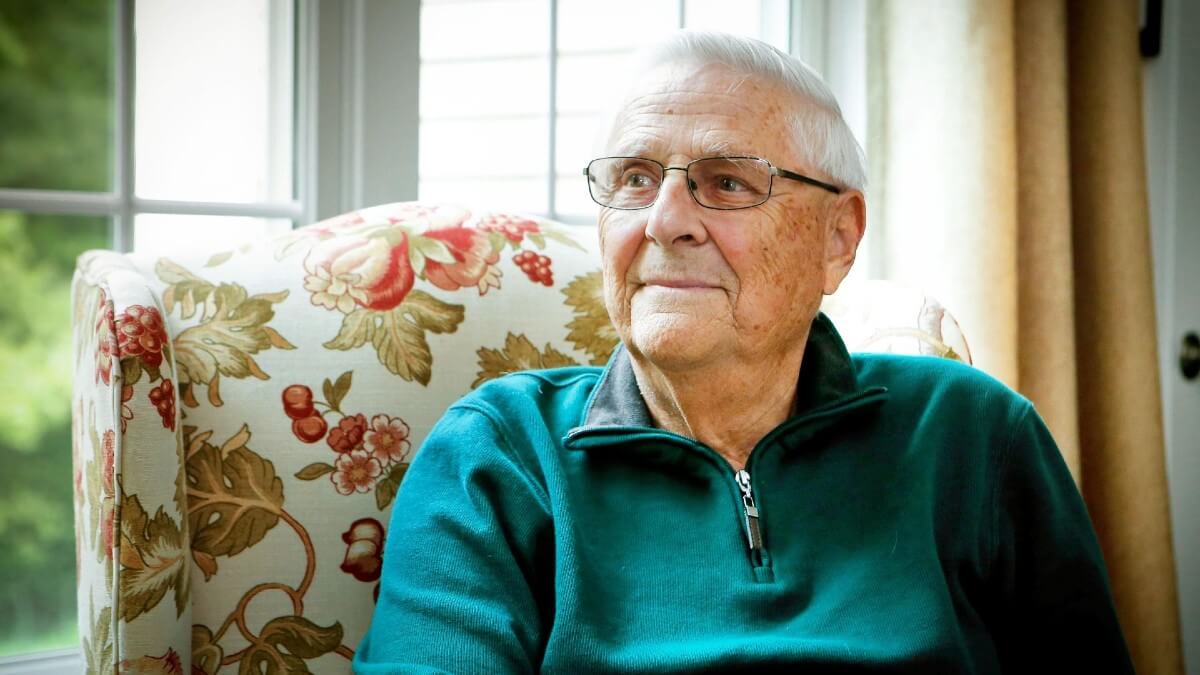 Senior man in senior care facility