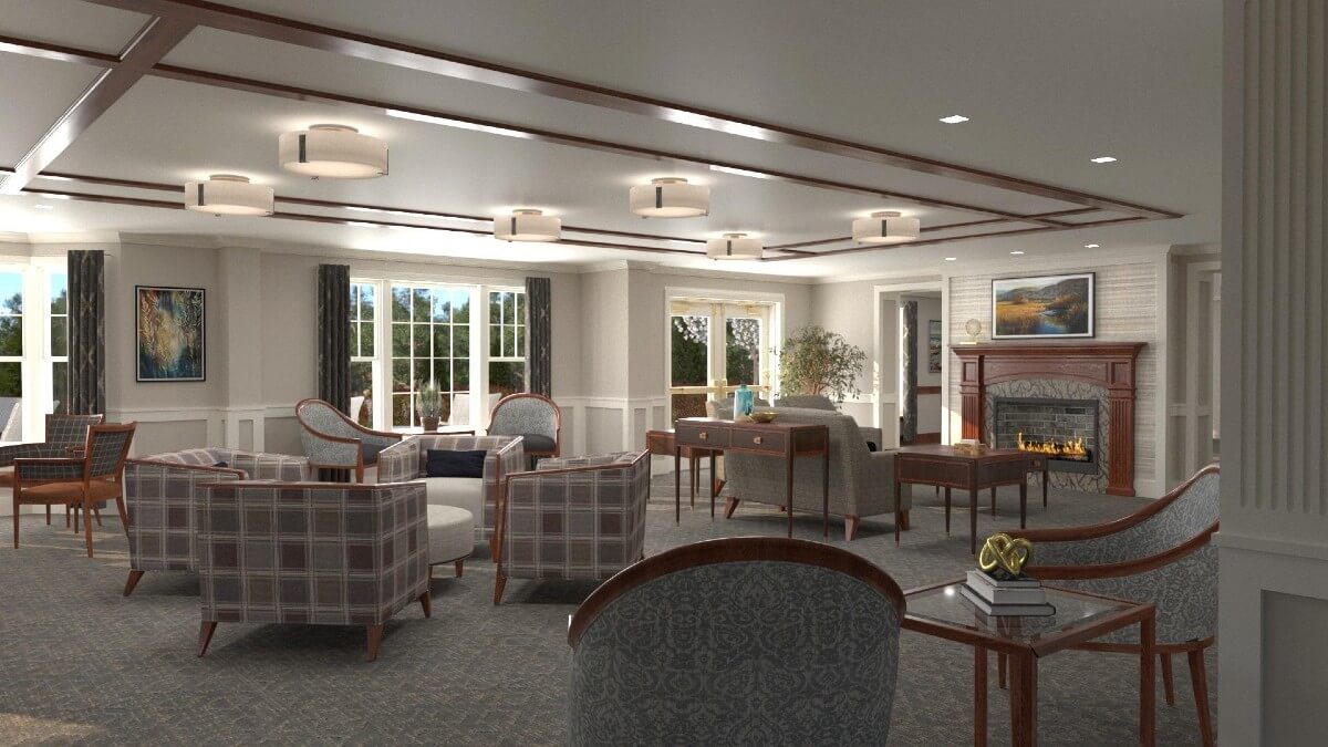 Rendering of dining room in senior living community