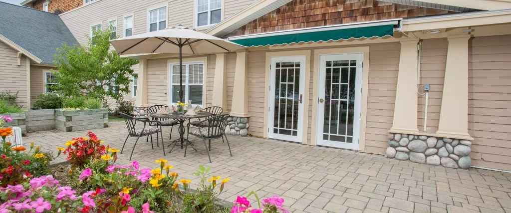 Outdoor patio in senior living home