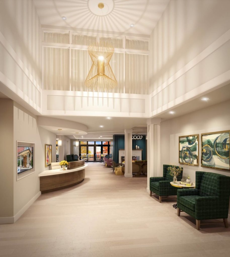 Rendering of reception room in senior living facility