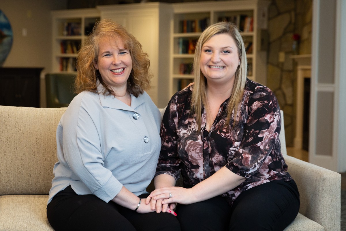 Two women in senior home