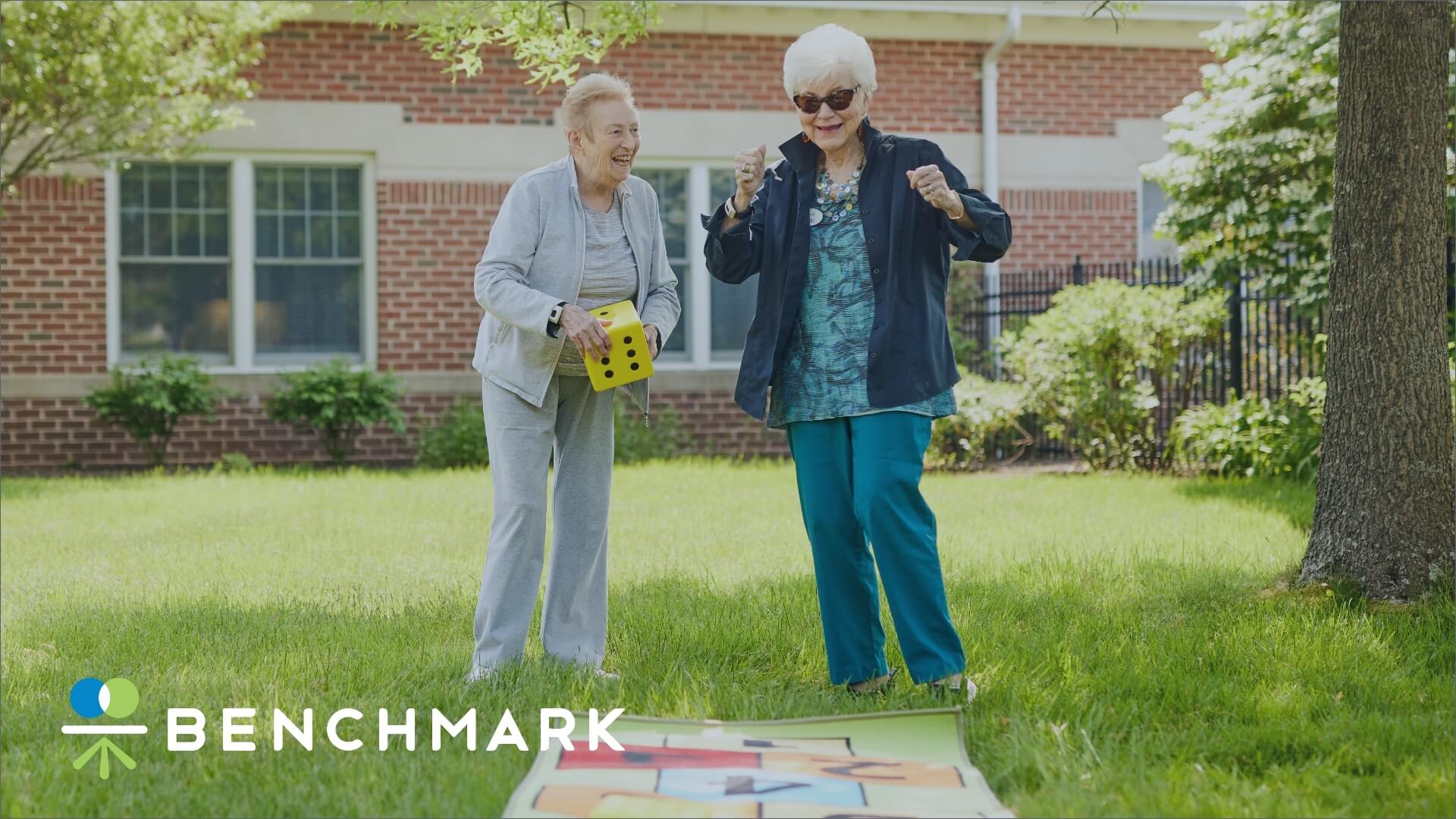 Seniors playing games outside