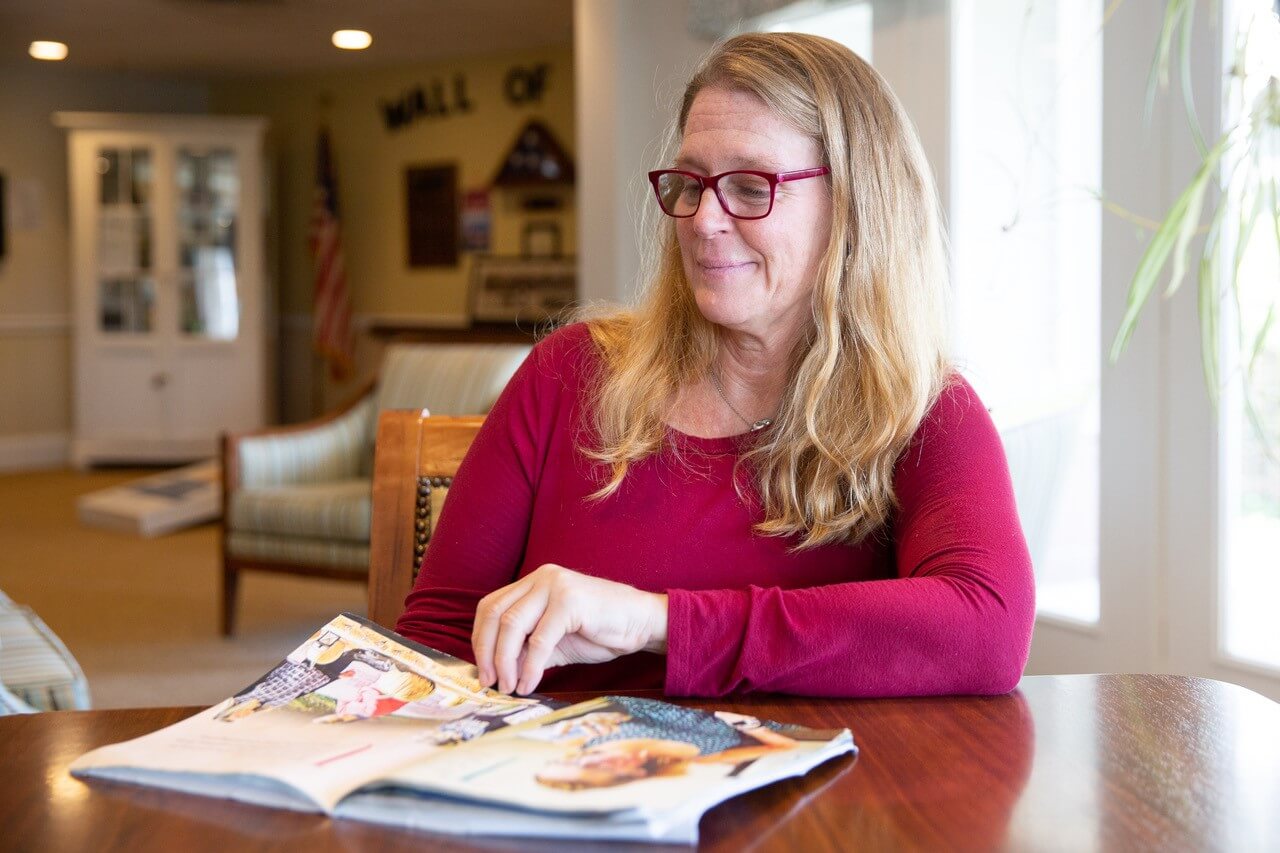 Woman reading book