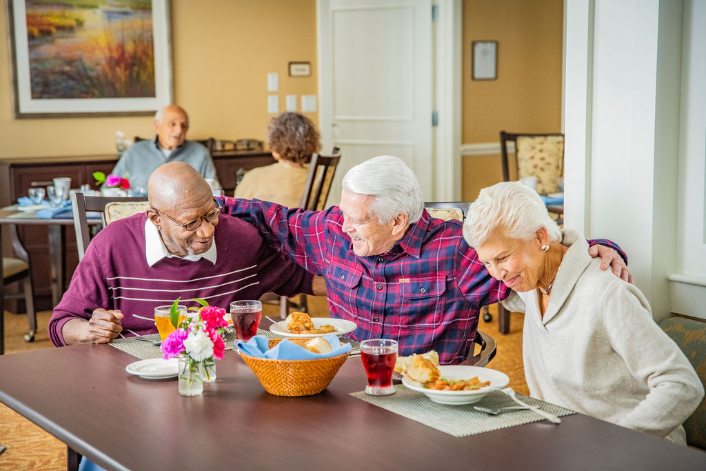 Seniors having meal