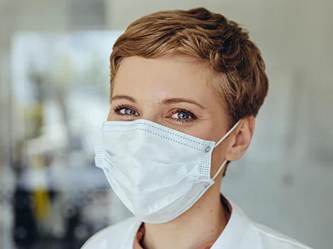 Nurse wearing PPE mask