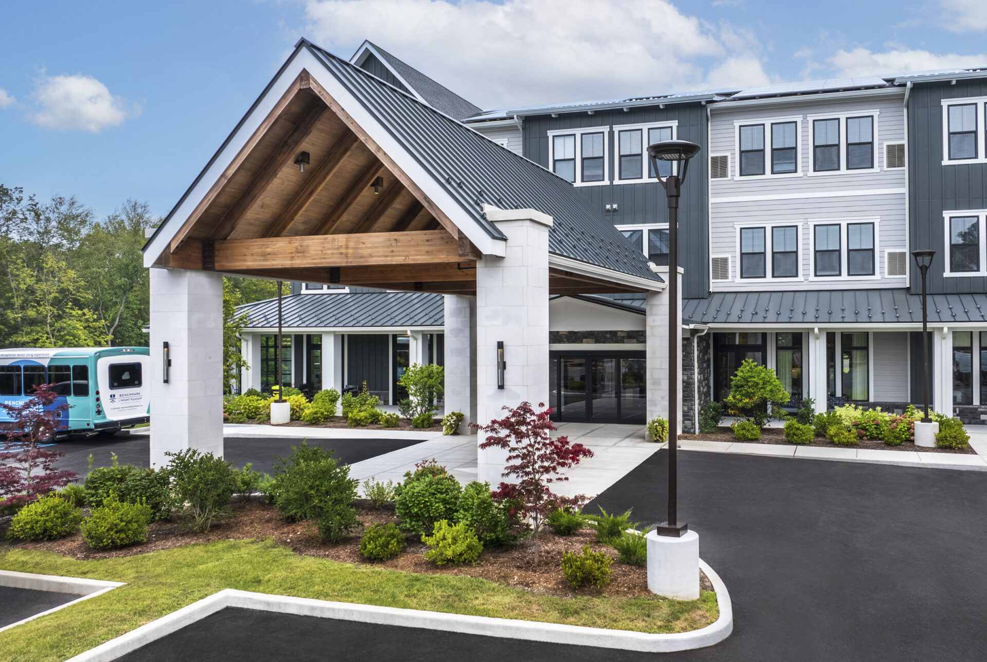 Benchmark at Mount Pleasant building entrance