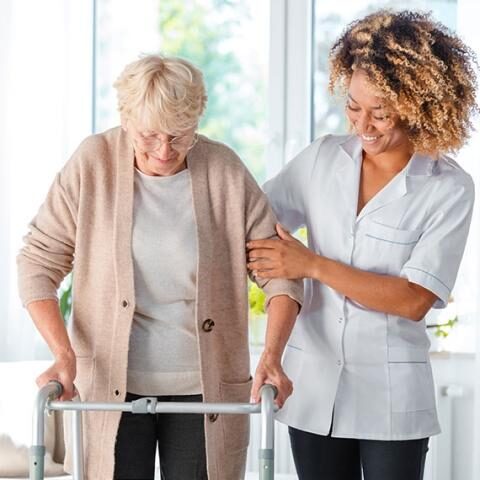 Skilled Nursing CIrcle Nurse and senior woman
